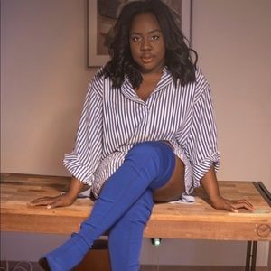 Oversized striped shirt dress